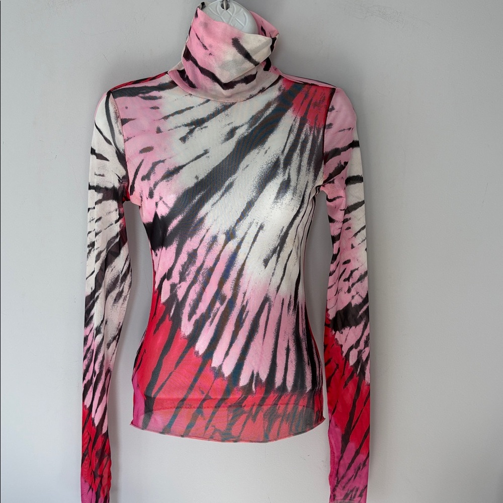 AFRM Tie-Dye Mesh Zadie Turtleneck Top